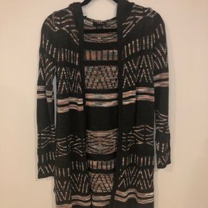 long sleeve cardigan with a hood